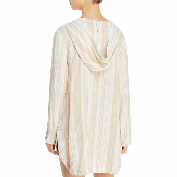 New! LSPACE Striped Front Lace-Up Hooded Coverup Tunic Top Pockets NWT - Picture 9 of 9